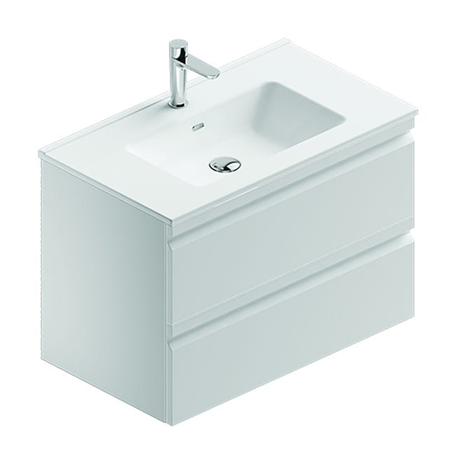 Leroymerlin Mobile Sottolavabo E Lavabo Pull Bianco Opaco In Mdf L 80 X H 56 X P 46 Cm 2 Cassetti