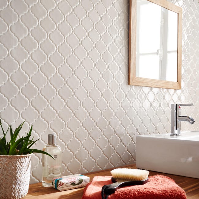 Leroymerlin Mosaico in ceramica Antik Lantern bianco L 24.1 x L 24.1cm x Sp. 6 mm