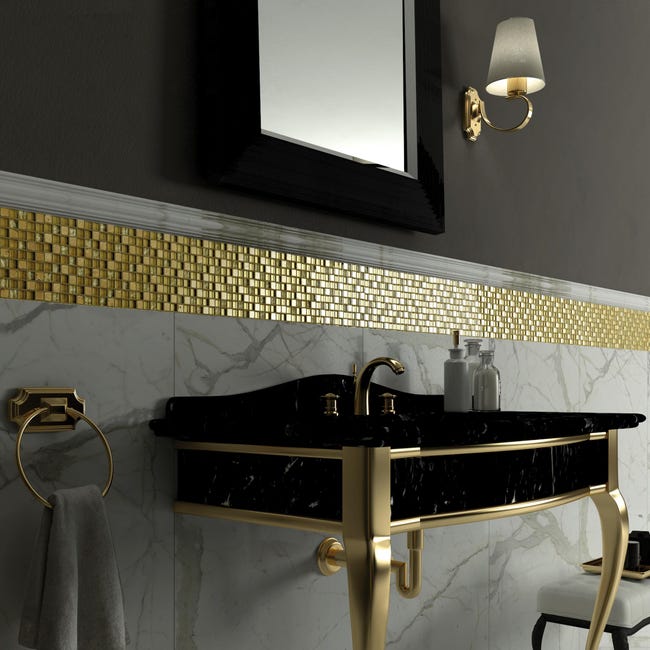 Leroymerlin Mosaico In Pietra Crystal Oro L 30 X L 30cm X Sp. 8 Mm