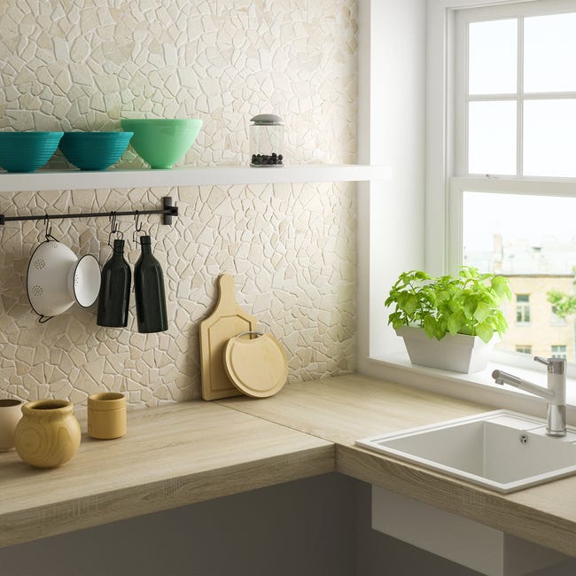 Leroymerlin Mosaico In Pietra Opux Crema L 32 X L 32cm X Sp. 8 Mm