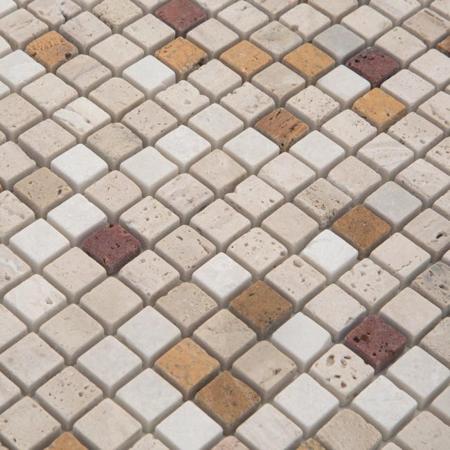 Leroymerlin Mosaico In Pietra Travertino15 Multicolore L 30 X L 30.5cm X Sp. 8 Mm