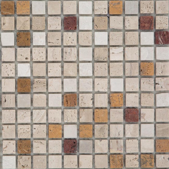 Leroymerlin Mosaico In Pietra Travertino15 Multicolore L 30 X L 30.5cm X Sp. 8 Mm