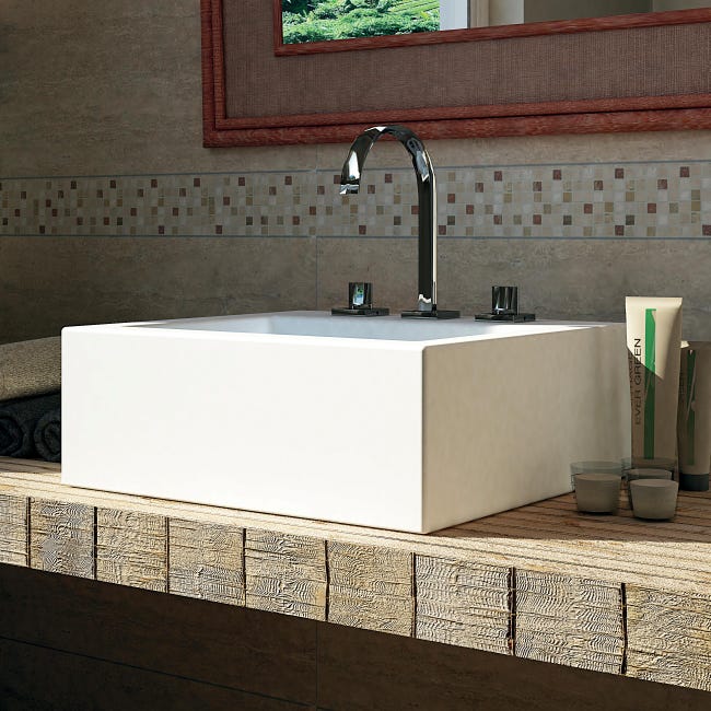 Leroymerlin Mosaico in pietra Travertino15 multicolore L 30 x L 30.5cm x Sp. 8 mm