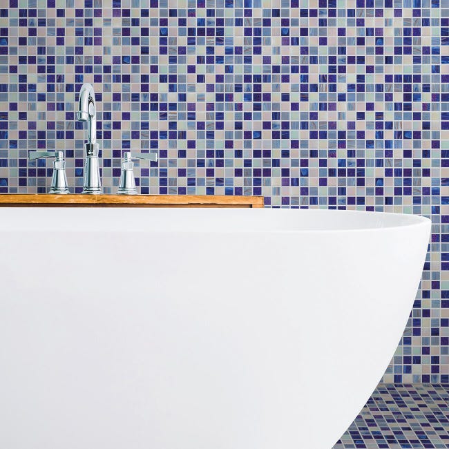 Leroymerlin Mosaico In Vetro Chiffon Blu E Bianco E Azzurro L 30 X L 31.8cm X Sp. 4 Mm