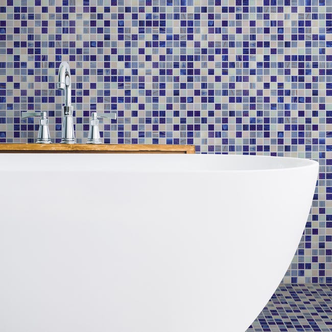 Leroymerlin Mosaico in vetro Chiffon blu e bianco e azzurro L 30 x L 31.8cm x Sp. 4 mm