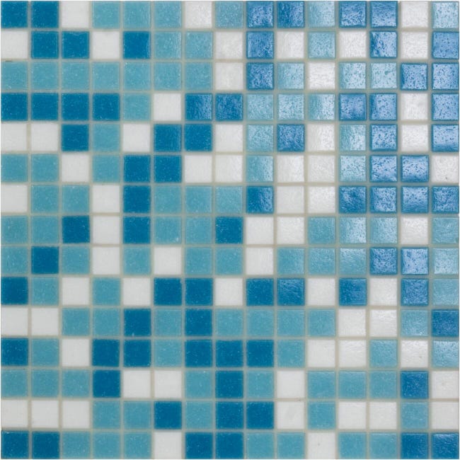 Leroymerlin Mosaico In Vetro Classic Mix Swim Blu E Bianco L 32.7 X L 32.7cm X Sp. 4 Mm 20 Pezzi