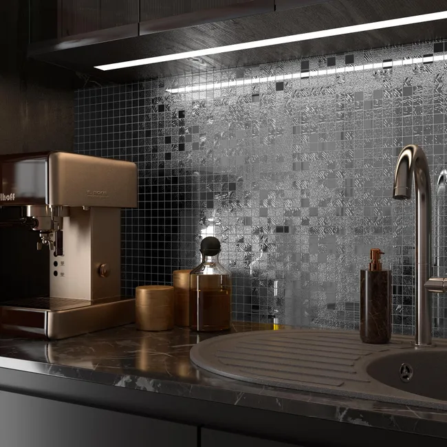 Leroymerlin Mosaico In Vetro Ice Mirror Argento L 29.7 X L 29.7cm X Sp. 4 Mm