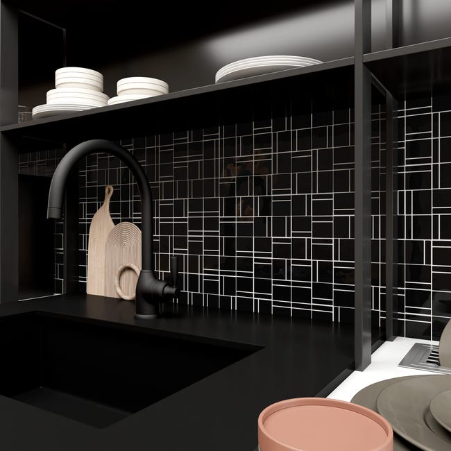 Leroymerlin Mosaico In Vetro Square Nero L 30 X L 30cm X Sp. 4 Mm