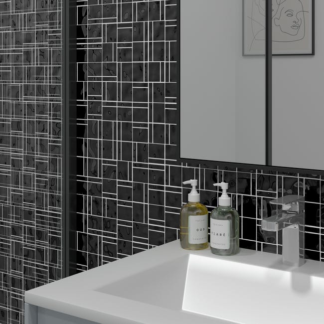 Leroymerlin Mosaico In Vetro Square Nero L 30 X L 30cm X Sp. 4 Mm