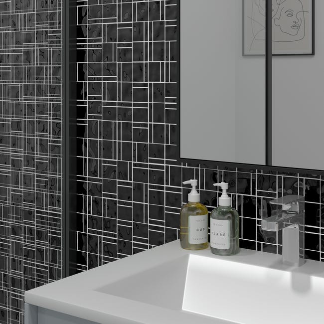 Leroymerlin Mosaico in vetro Square nero L 30 x L 30cm x Sp. 4 mm