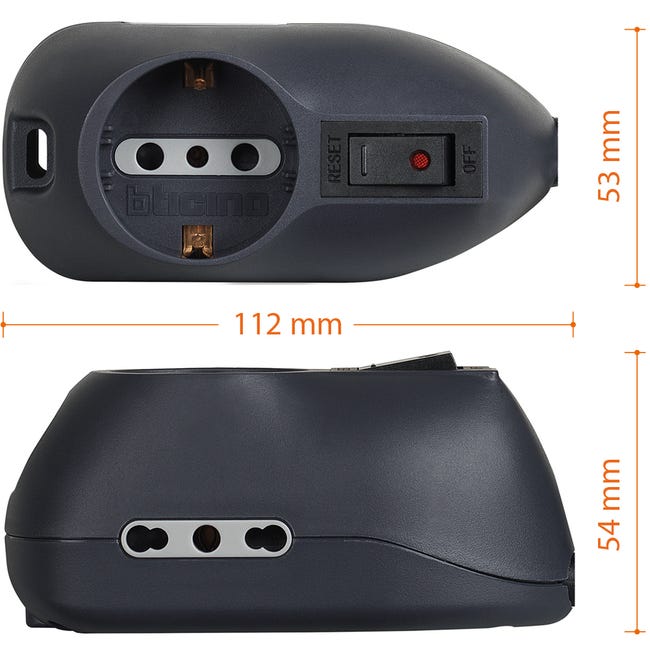 Leroymerlin Multipresa 2 Prese 10/16 Con Cavo 1.5 M Nera BTICINO