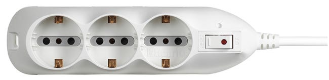 Leroymerlin Multipresa 6 Prese 10/16 Con Cavo 1.5 M Bianca BTICINO