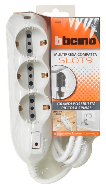 Leroymerlin Multipresa 6 Prese 10/16 Con Cavo 1.5 M Bianca BTICINO