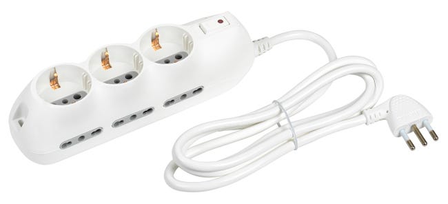 Leroymerlin Multipresa 6 prese 10/16 con cavo 1.5 m bianca BTICINO