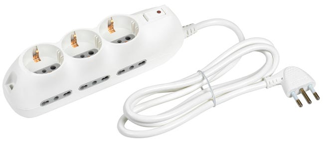 Leroymerlin Multipresa 6 prese 10/16 con cavo 1.5 m bianca BTICINO