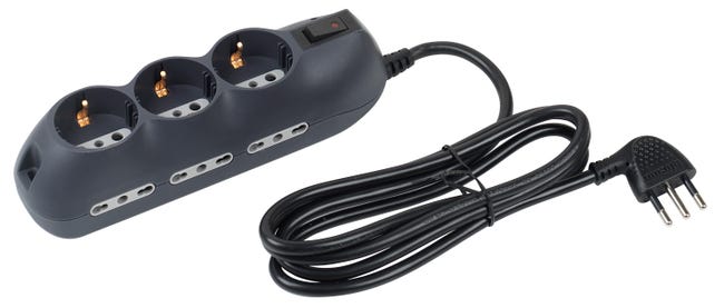 Leroymerlin Multipresa 6 prese 10/16 con cavo 1.5 m grigia BTICINO