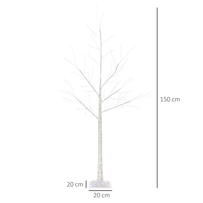 Leroymerlin Outsunny Albero Di Natale Con Luci LED Base Quadrata E Cavo Di Alimentazione Per Interni Ed Esterni In Acciaio E PP 20x20x150 Bianco