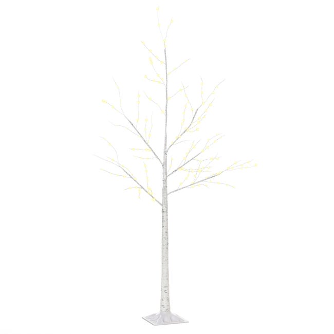 Leroymerlin Outsunny Albero di Natale con Luci LED Base Quadrata e Cavo di Alimentazione per Interni ed Esterni in Acciaio e PP 20x20x150 Bianco