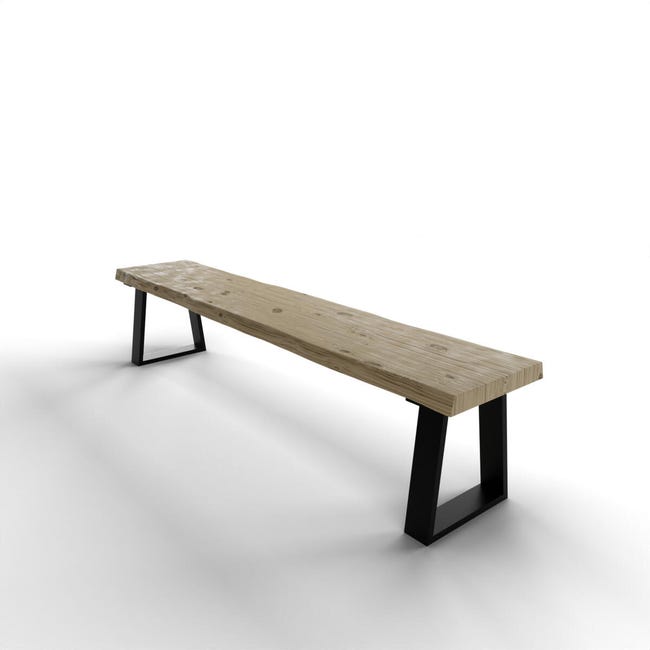 Leroymerlin Panca Da Interno Trapezium In Acciaio E Seduta In Legno Nero E Marrone