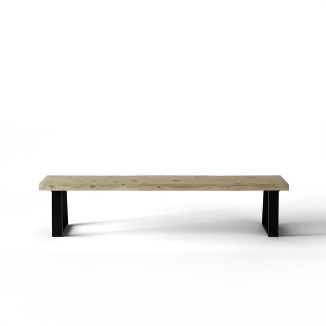 Leroymerlin Panca Da Interno Trapezium In Acciaio E Seduta In Legno Nero E Marrone