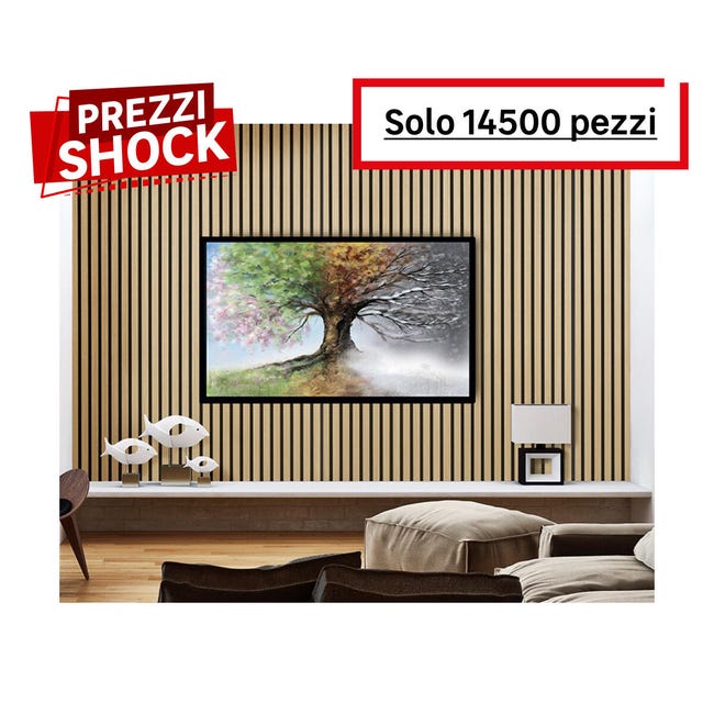 Leroymerlin Pannello decorativo fonoassorbente Quanti FIBROTECH Rovere chiaro L 244 x L 52 cm Sp 18 mm