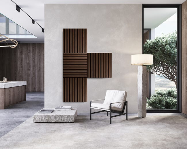 Leroymerlin Pannello Decorativo Fonoassorbente Square Superior FIBROTECH Rovere Scuro L 52 X L 52 Cm Sp 22 Mm Confezione Da 2 Pezzi