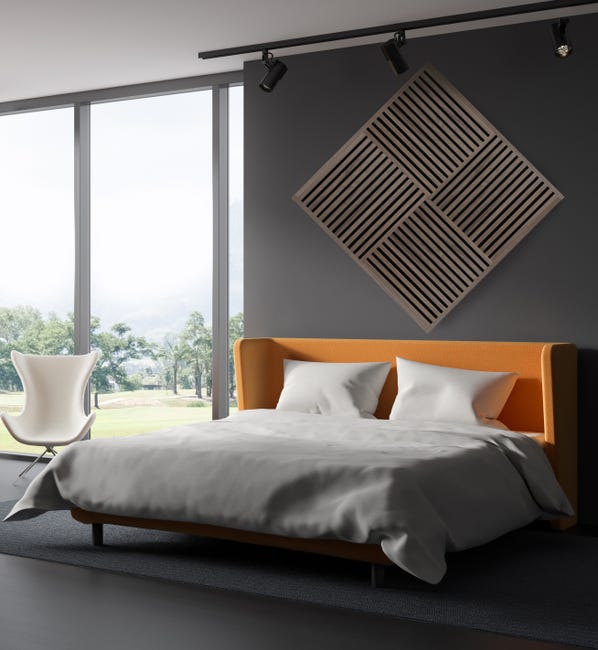 Leroymerlin Pannello Decorativo Fonoassorbente Square Superior FIBROTECH Noce L 52 X L 52 Cm Sp 22 Mm Confezione Da 2 Pezzi