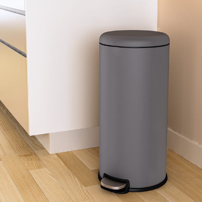Leroymerlin Pattumiera DELINIA A Pedale Grigio / Argento 28 L
