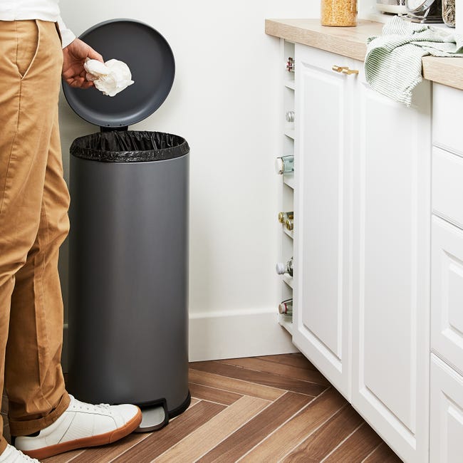 Leroymerlin Pattumiera DELINIA A Pedale Grigio / Argento 28 L