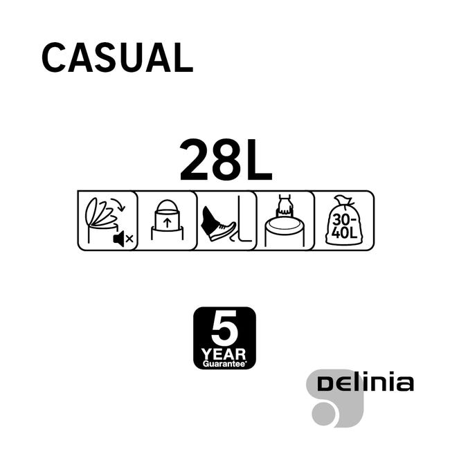 Leroymerlin Pattumiera DELINIA A Pedale Grigio / Argento 28 L