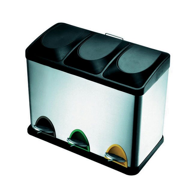 Leroymerlin Pattumiera Per Raccolta Differenziata A Pedale Grigio Inox 45 L