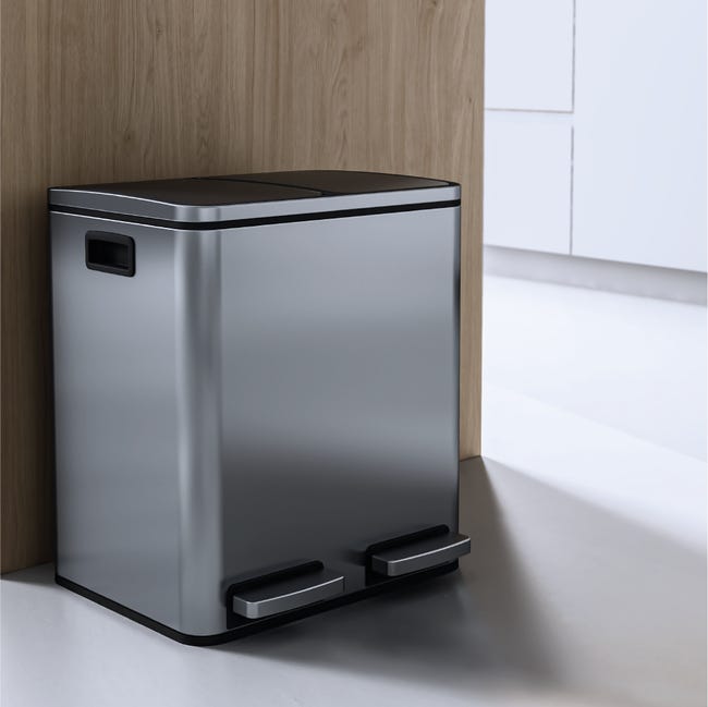 Leroymerlin Pattumiera Per Raccolta Differenziata DELINIA A Pedale Grigio / Argento 30 L