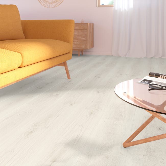 Leroymerlin Pavimento laminato ARTENS DESIGN Nisbet bianco resistente all'acqua Sp 8mm
