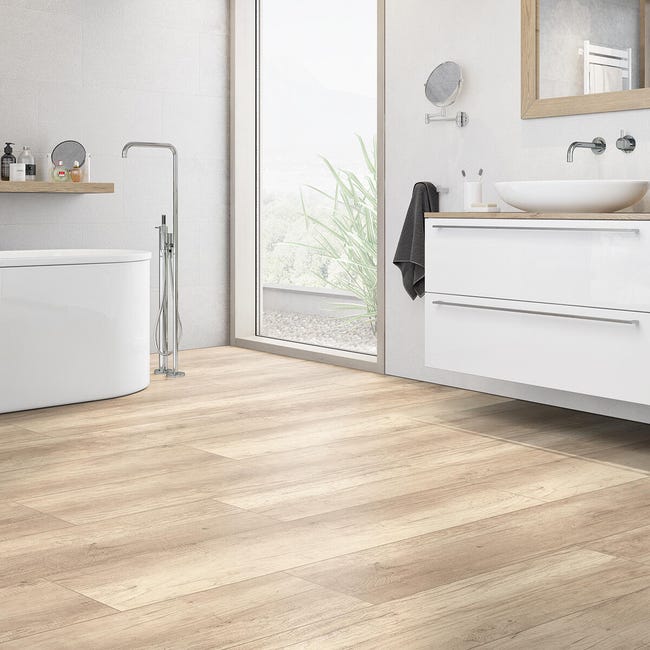 Leroymerlin Pavimento laminato ARTENS GREY OAK beige e grigio resistente all'acqua Sp 8mm