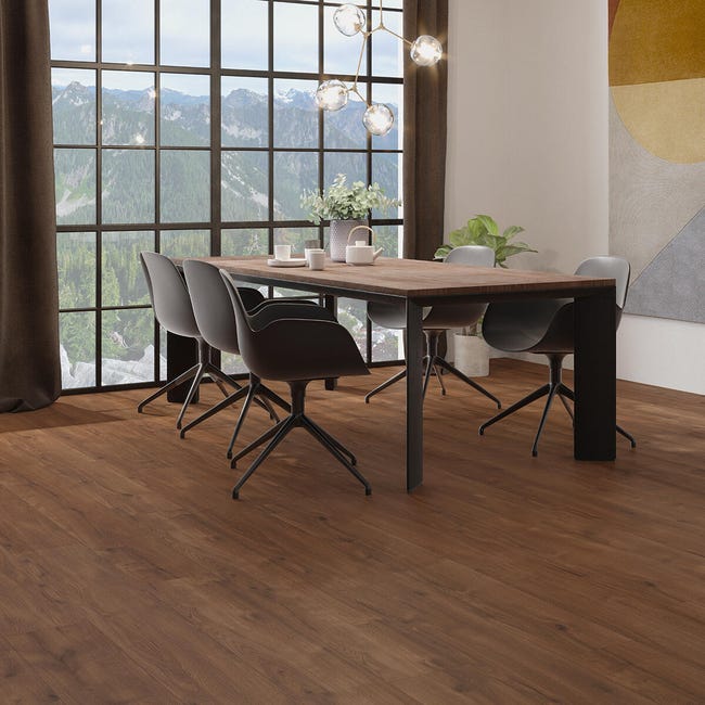 Leroymerlin Pavimento Laminato ARTENS H20 GANDIS Noce Scuro Resistente All'acqua Sp 10mm
