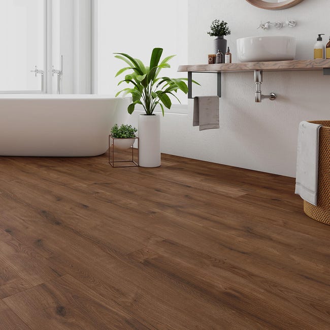 Leroymerlin Pavimento laminato ARTENS H20 GANDIS noce scuro resistente all'acqua Sp 10mm