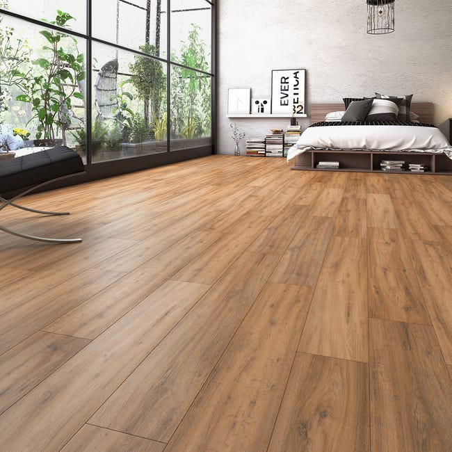 Leroymerlin Pavimento Laminato ARTENS H2O HONEY Marrone Resistente All'acqua Sp 8mm