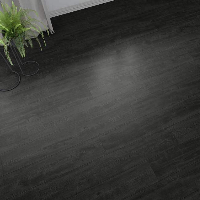 Leroymerlin Pavimento Laminato ARTENS Oak Black Nero Resistente All'acqua Sp 8mm
