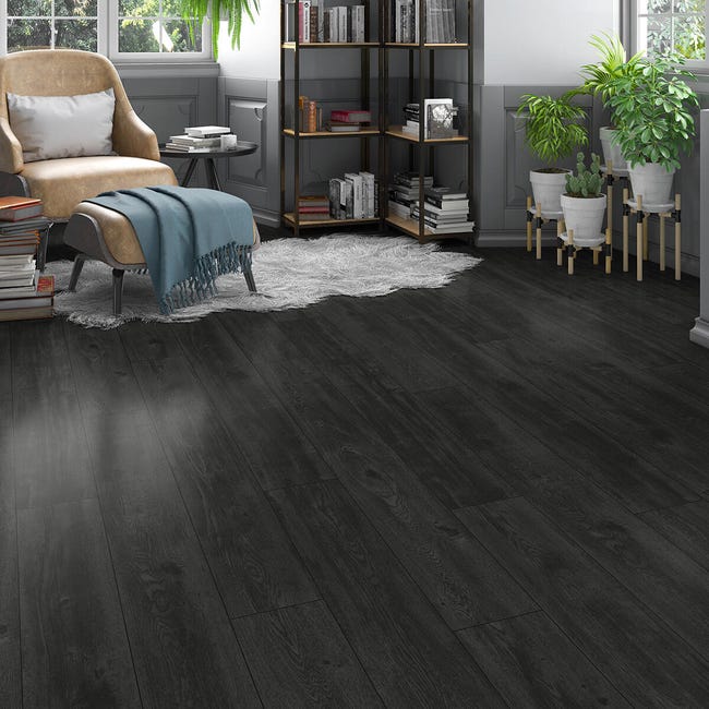 Leroymerlin Pavimento Laminato ARTENS Oak Black Nero Resistente All'acqua Sp 8mm