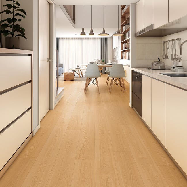 Leroymerlin Pavimento laminato CLASSEN Uberwood rovere chiaro resistente all'acqua Sp 8mm