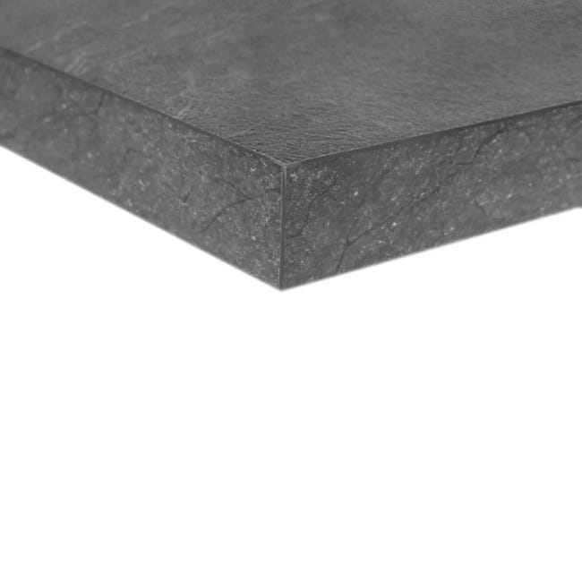 Leroymerlin Piano cucina in truciolare rivestito in laminato hpl marmo nero Luserna L 304 x P 63 cm spessore 3.8 cm