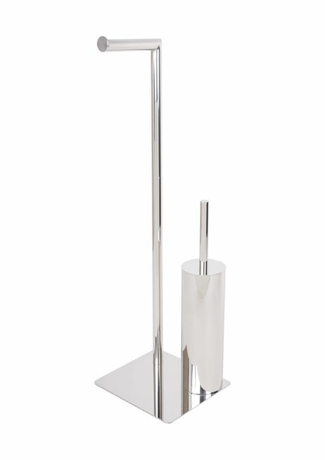 Leroymerlin Piantana porta rotolo e porta scopino wc Poseidon inox lucido