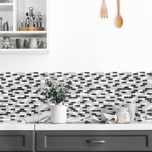 Leroymerlin Piastrella Adesiva Murano Metallik SMART TILES Bianco 23 X 26 Cm Spessore 2 Mm Confezione Da 4 Pezzi