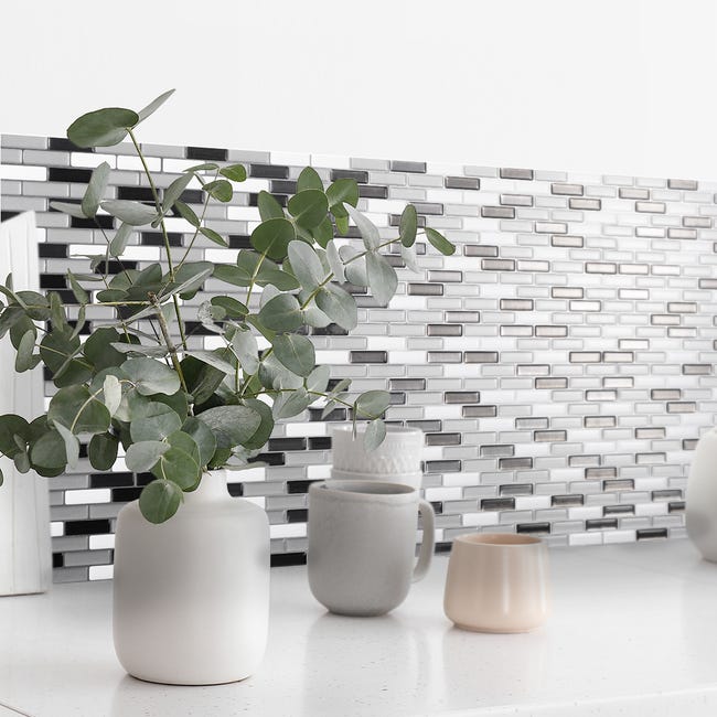 Leroymerlin Piastrella Adesiva Murano Metallik SMART TILES Bianco 23 X 26 Cm Spessore 2 Mm Confezione Da 4 Pezzi