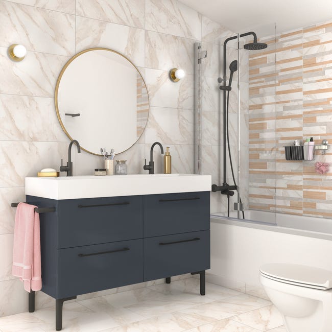 Leroymerlin Piastrella Battiscopa Remix Marble Colore Bianco H 0.74 X L 60 Cm X Sp 7.4 Mm