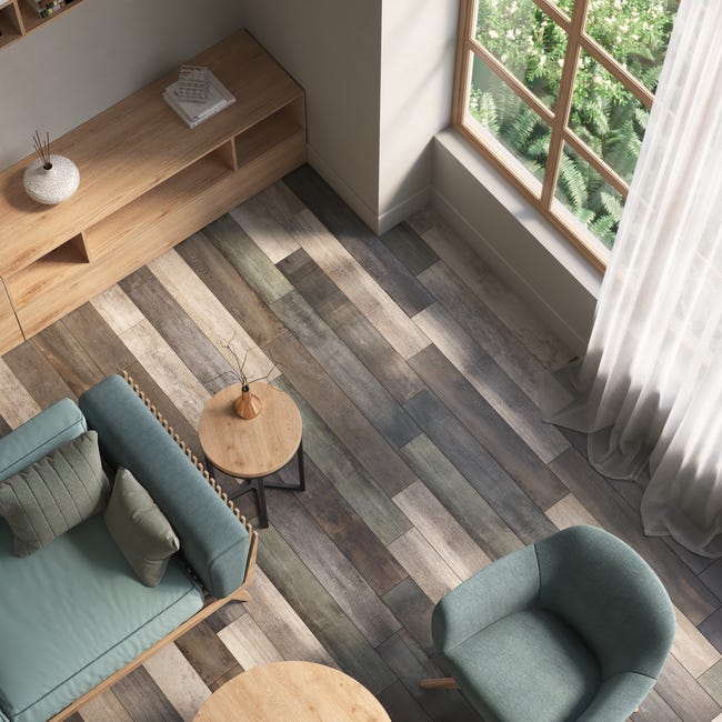 Leroymerlin Piastrella da pavimento e rivestimento interno ARTURI in gres naturale smaltato opaco multicolore 15 x 90cm Sp. 8.8 mm traffico medio forte (pei 3/5) R9