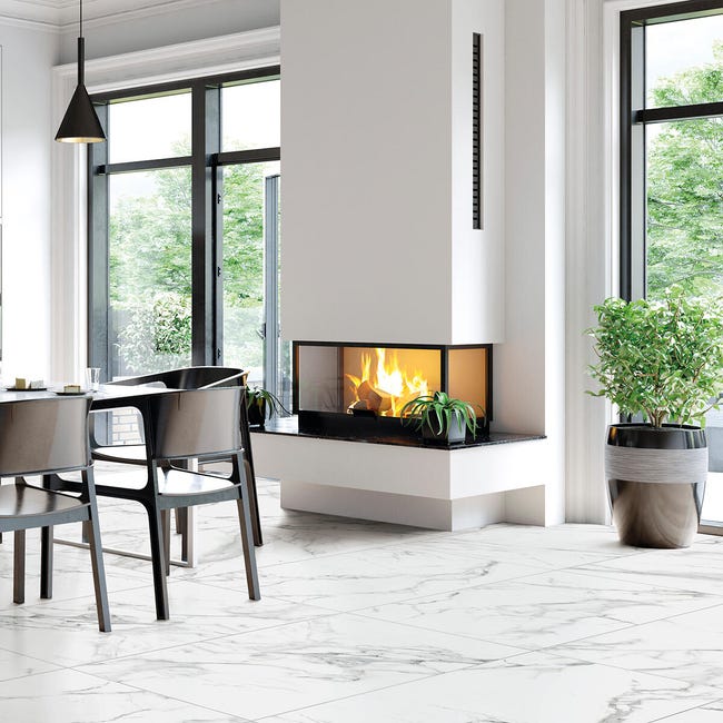 Leroymerlin Piastrella da pavimento e rivestimento interno ed esterno rettificato Silk Marble in gres porcellanato satinato grigio 120 x 60cm Sp. 9.2 mm traffico molto intenso (pei 5/5)