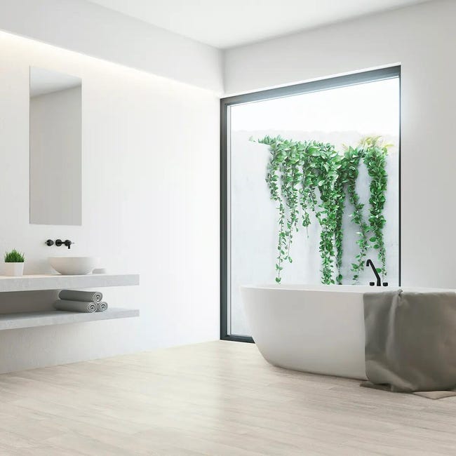 Leroymerlin Piastrella da pavimento e rivestimento interno rettificato NUANCE in gres porcellanato opaco avorio 120 x 20cm Sp. 9.2 mm traffico intenso (pei 4/5) R9