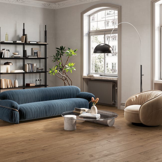 Leroymerlin Piastrella da pavimento e rivestimento interno rettificato Fable in gres porcellanato smaltato opaco marrone 120 x 20cm Sp. 9 mm traffico intenso (pei 4/5) R9