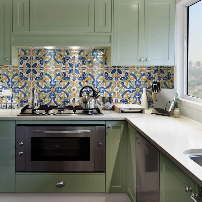 Leroymerlin Piastrella da rivestimento interno Majolica Palmaria in gres porcellanato lucido multicolore 25 x 25cm Sp. 9 mm traffico intenso (pei 4/5)